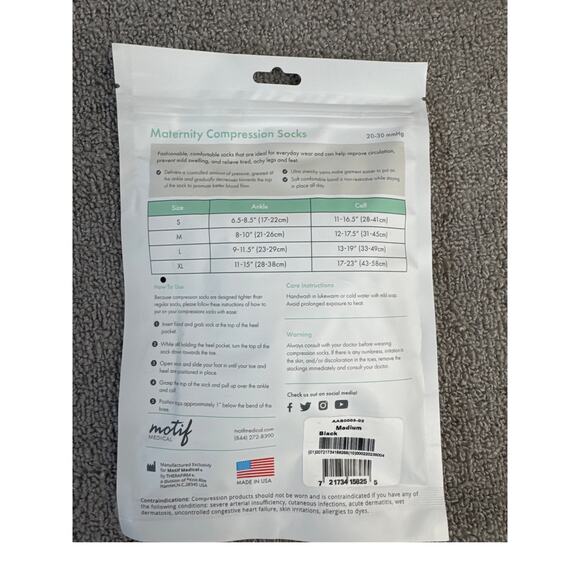 NWT Motif Maternity Compressions Socks Black Medium - Picture 2 of 4